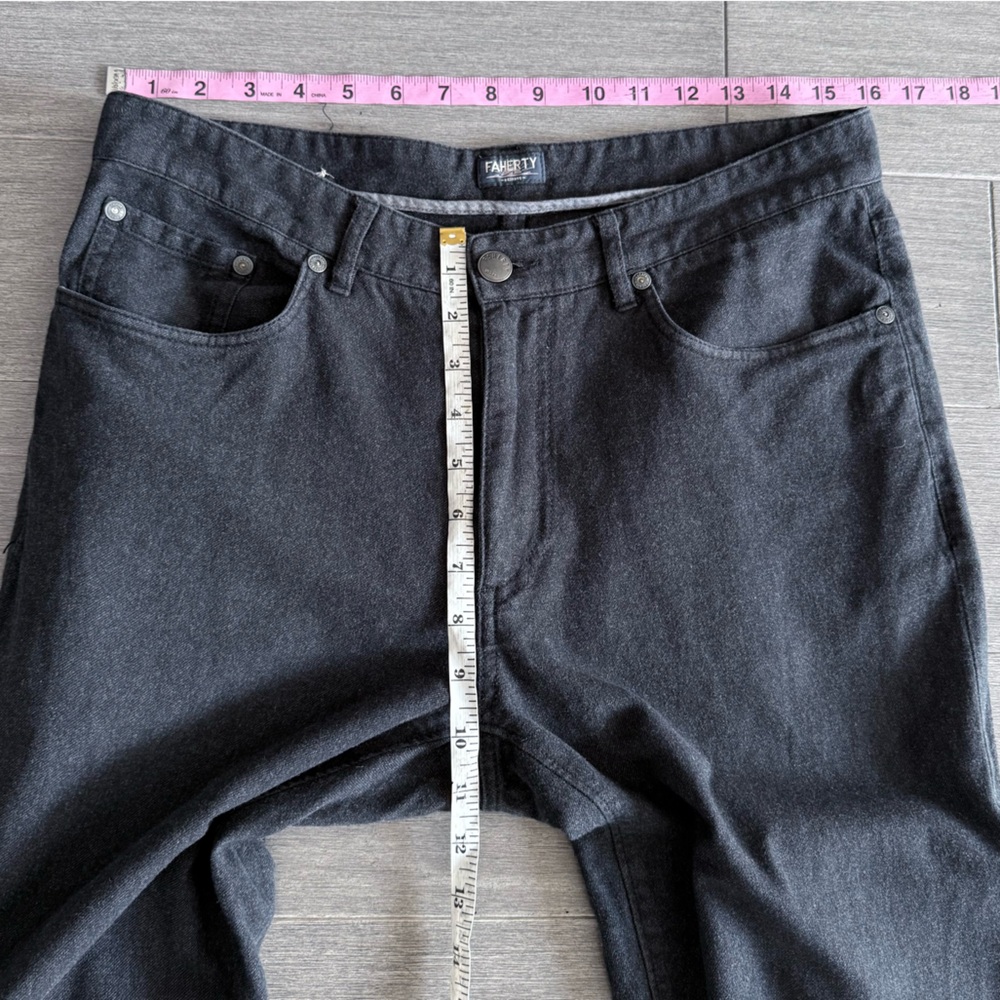 Faherty Knit Flannel 5-Pocket Slim Fit Pant Men's 32 x 30 Dark Charcoal Gray - Picture 11 of 12